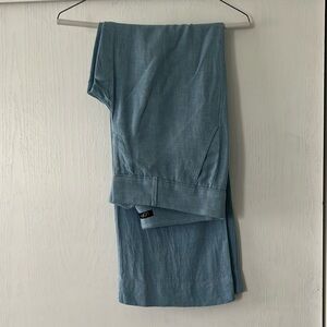 Blue linen blend trouser pant